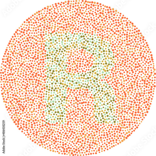 Letter R red and green color blindness test card