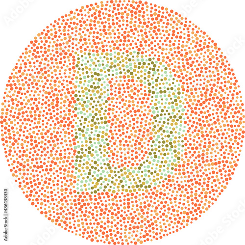 Letter D red and green color blindness test card