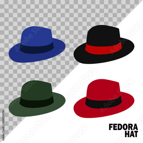 set fedora hat isolated on a white background and easy to edit. vector