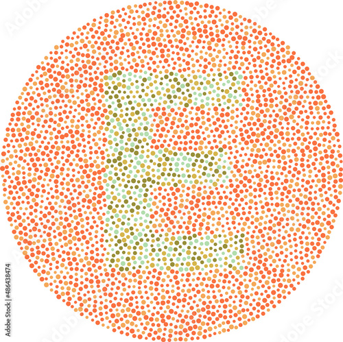 Letter E red and green color blindness test card