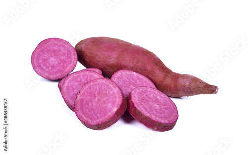 Purple Colored Sweet Potato on White background