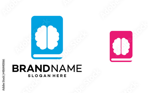 Brain Education Book Icon. Book Smart Idea Logo Design Template Illustration Vector