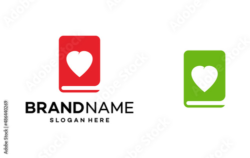 Education Love Book Icon. Book Heart Logo Design Template Illustration Vector