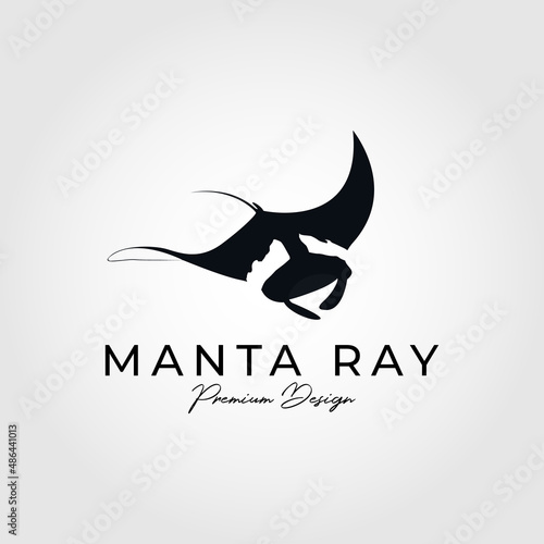 Stingray icon. Manta ray black silhouette. Sea life symbol. Vector illustration