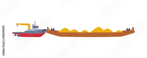 Cargo Ship as Freight Delivery Logistics Service Vector Illustration