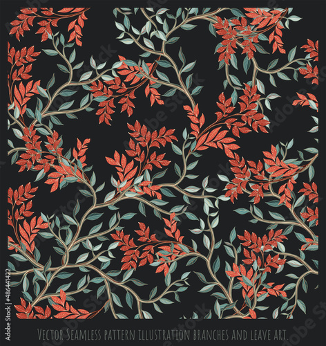 Seamless pattern illustration branches and leave.