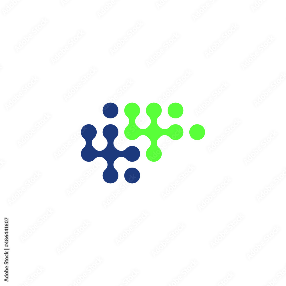 4 44 Number Pixel Connected Dots Circle Lines Logo Design Vector
