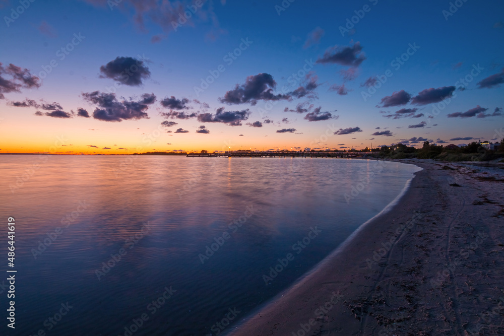 Fototapeta premium Sunset at the beach on Baltic Sea, Jastarnia, Poland