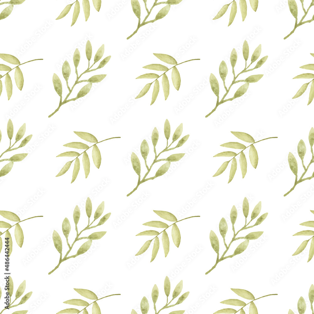 Watercolor leaf seamless pattern