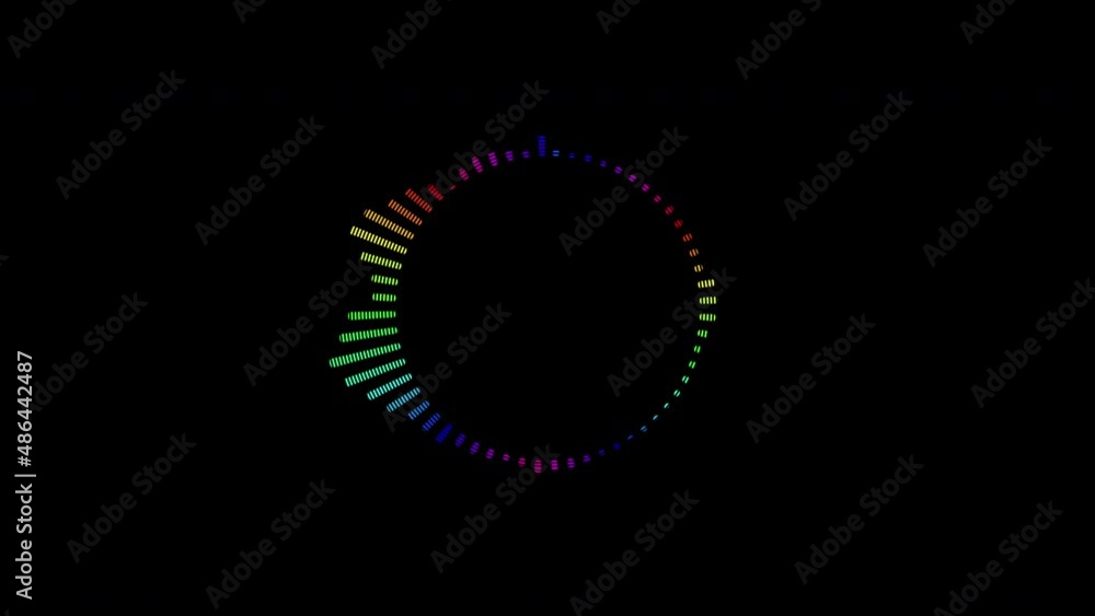 Abstract circle audio wave spectrum moving at black background. Seamless loopable background. Abstract circle audio wave spectrum moving at black background. Seamless loopable background.