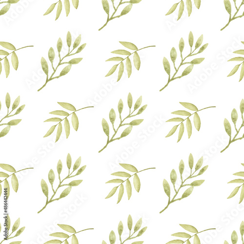 Watercolor leaf seamless pattern