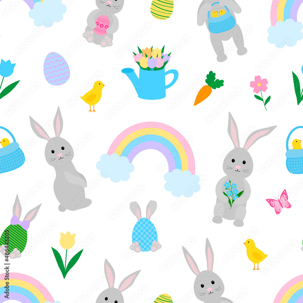 Seamless pattern Easter Bunny vector illustration