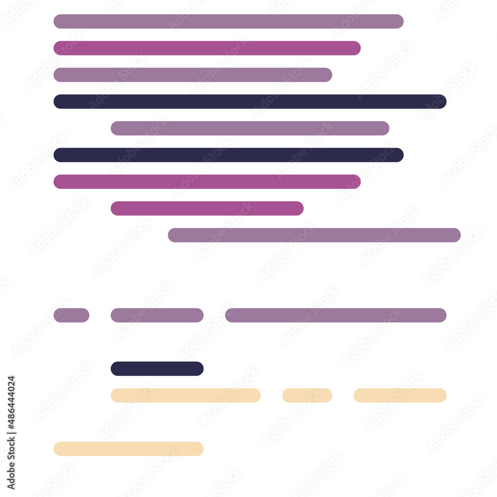 Code on screen vector illustration, flat cartoon coding lines simulation Code on screen vector illustration, flat cartoon coding lines simulation