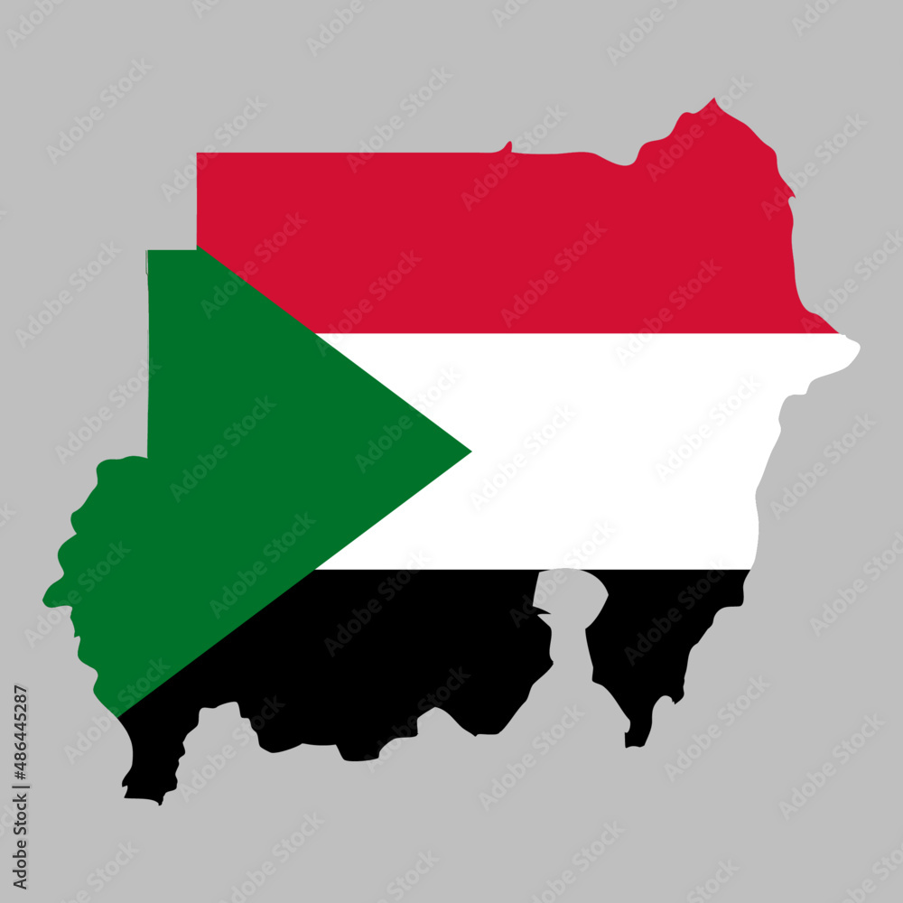Obraz premium Sudan flag inside the Sudanese map borders vector illustration