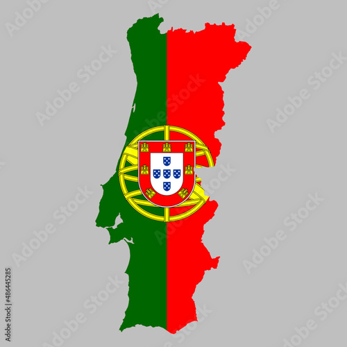 Portugal flag inside the Portuguese map borders vector illustration