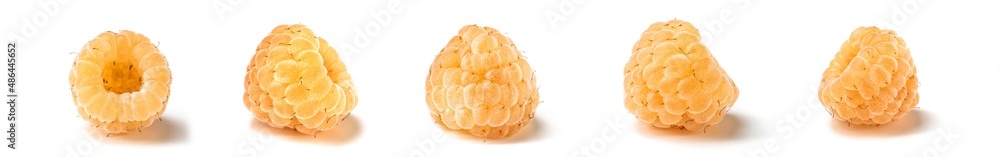Ripe yellow raspberry isolated on white background Ripe yellow raspberry isolated on white background