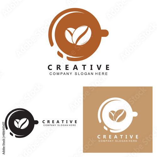 Beans And Coffee Cup Logo Template vector icon design