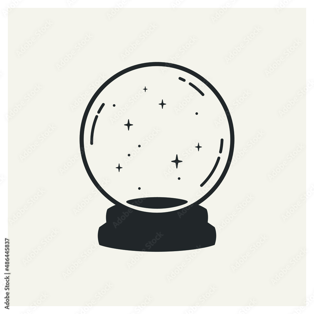 Magic crystal ball with stars inside. Symbol of magic and witches ...