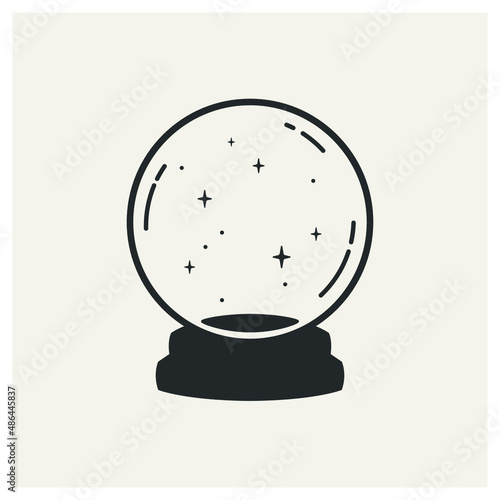 Magic crystal ball with stars inside. Symbol of magic and witches. Vector illustration. Good for the design magic and spirit shops and merchandise, t-shirt, poster and cards. 