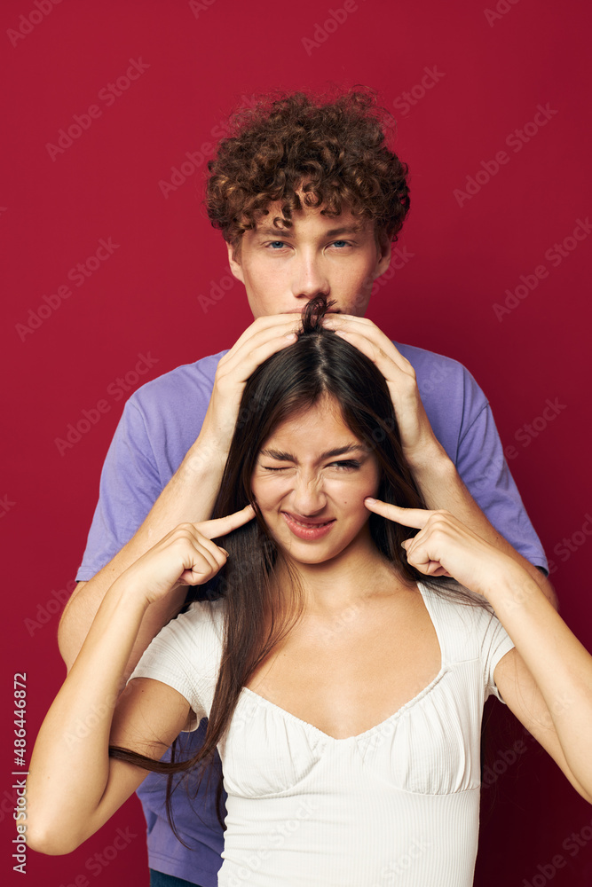 Fototapeta premium Man and woman summer style posing fashion emotions Youth style