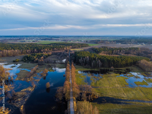 Floods and inundations during spring thaws from a small river.