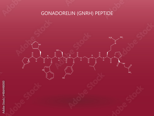 Chemical structure of gonadorelin (GnRH) Peptide, used for the treatment of endometriosis