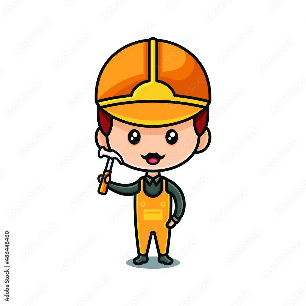 cute construction worker character vector design cute construction worker character vector design