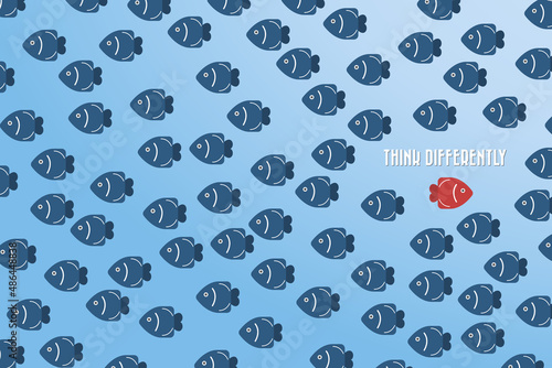 Obraz na plátně Think differently - Being different, standing out from the crowd -The graphic of fish also represents the concept of individuality , confidence, uniqueness, innovation, creativity