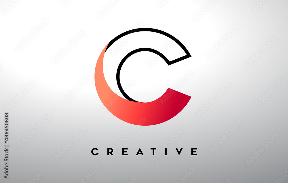 Letter C with black outline and red gradient colors. Creative Modern Letter Logo Design. Letter C with black outline and red gradient colors. Creative Modern Letter Logo Design.