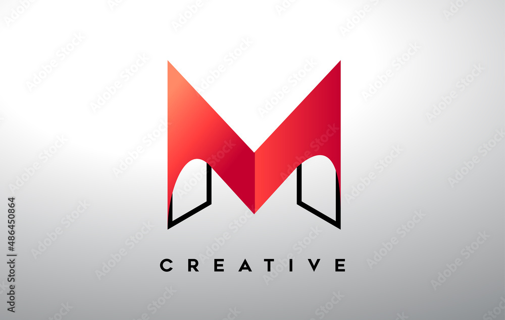 Letter M with black outline and red gradient colors. Creative Modern Letter Logo Design. Letter M with black outline and red gradient colors. Creative Modern Letter Logo Design.