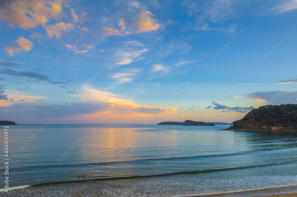 Fototapeta premium Aerial sunset seascape after the storm