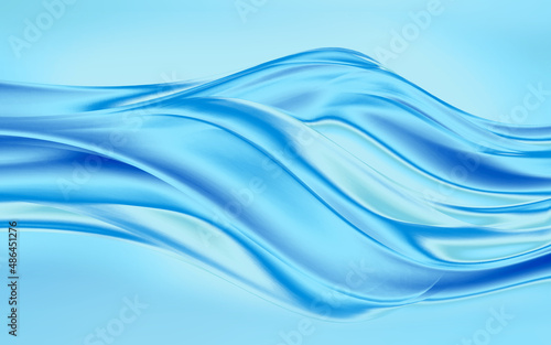Blue color futuristic modern gradient waves background. Abstract fluid interface wallpaper of phone or web design. 3d illustration.