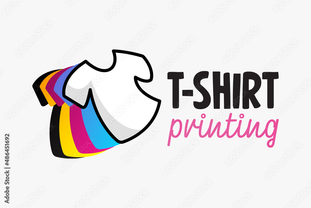 Abstract modern colored vector logo template of tshirt printing. For typography, print