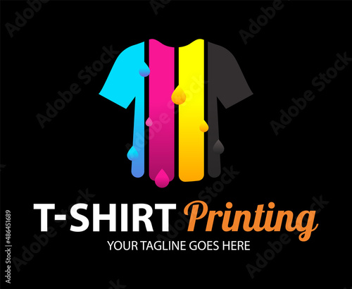 Abstract modern colored vector logo template of t-shirt printing. For typography, print, corporate identity, workshop, branding, factory, serigraphy, isolated on white  background.