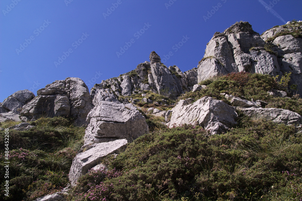 Mountainous part of Cantabria in the north of Spain, hiking route in Collados del Ason Natural Park
Mountainous part of Cantabria in the north of Spain, hiking route in Collados del Ason Natural Park