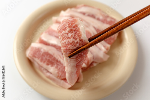 Pork neck on a white background