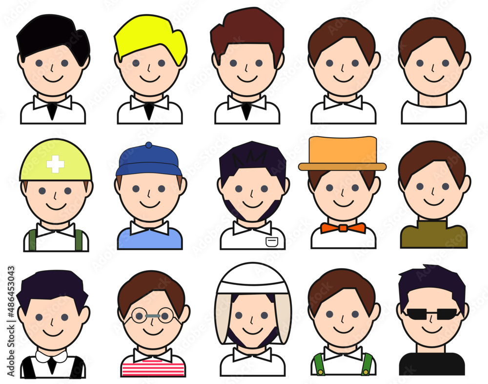 Set of men upper body icon. Vector illustration. Set of men upper body icon. Vector illustration.