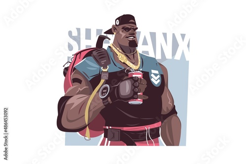 Big roy man with beverage