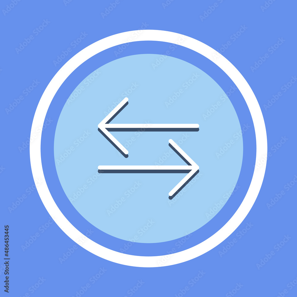 Transfer arrows icon. Data transfer vector icon. Arrow to left and right symbol for your web site design, logo. Vector illustration on blue background Transfer arrows icon. Data transfer vector icon. Arrow to left and right symbol for your web site design, logo. Vector illustration on blue background