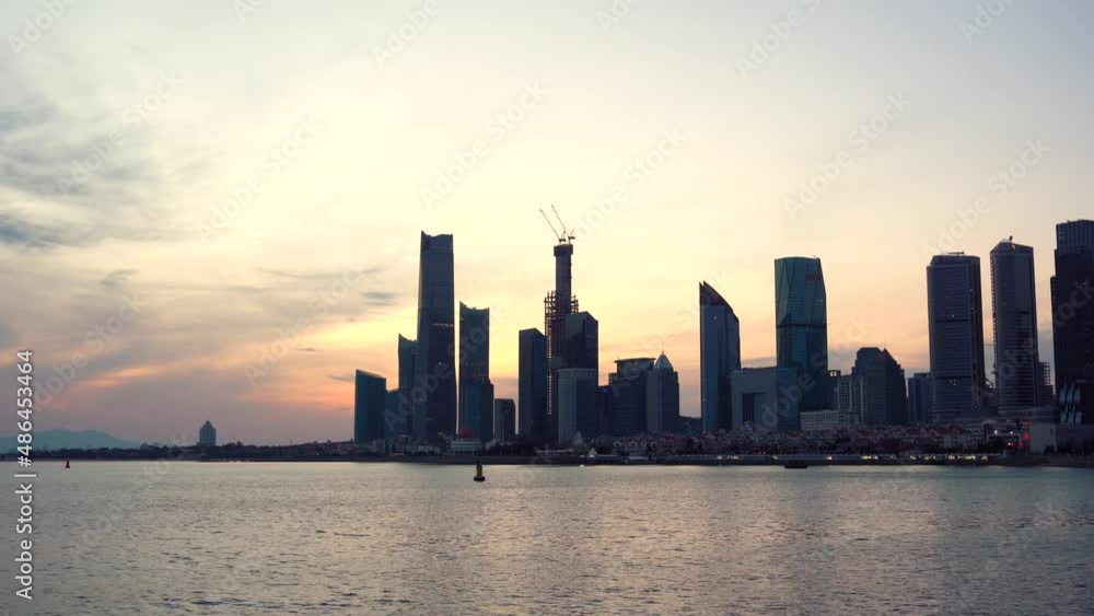 Qingdao Financial Center Building Landscape and Dusk Qingdao Financial Center Building Landscape and Dusk