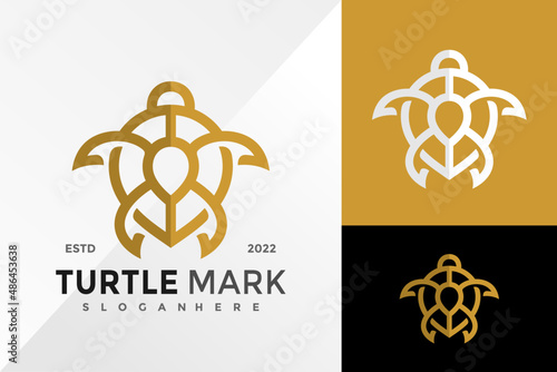 Turtle Mark Location Logo Design Vector illustration template