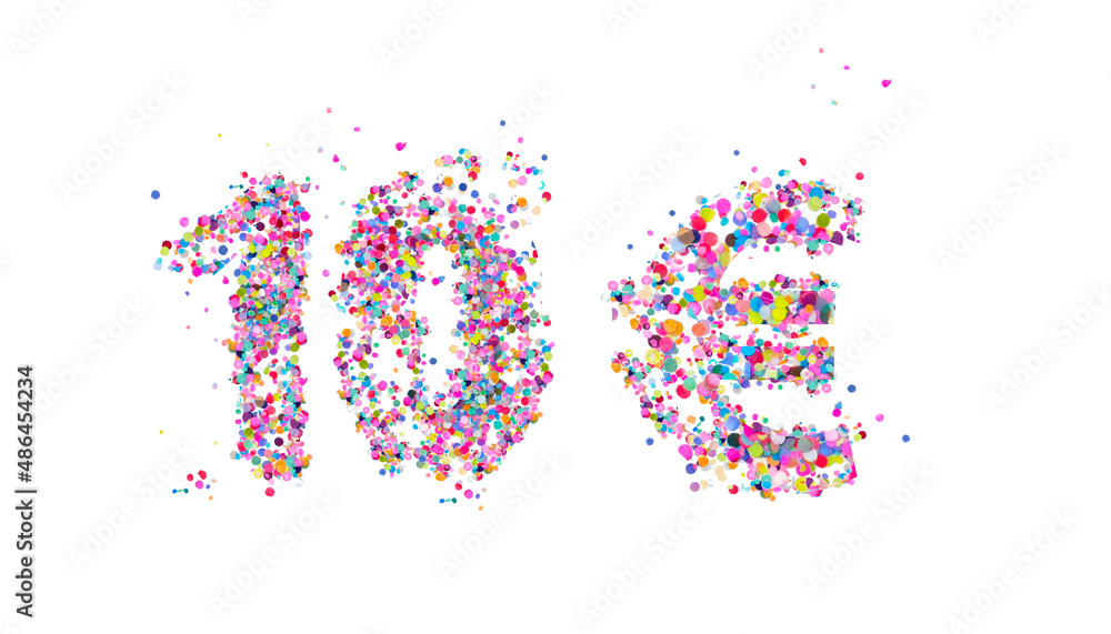 10Euro € colorful confetti sign 10Euro € colorful confetti sign