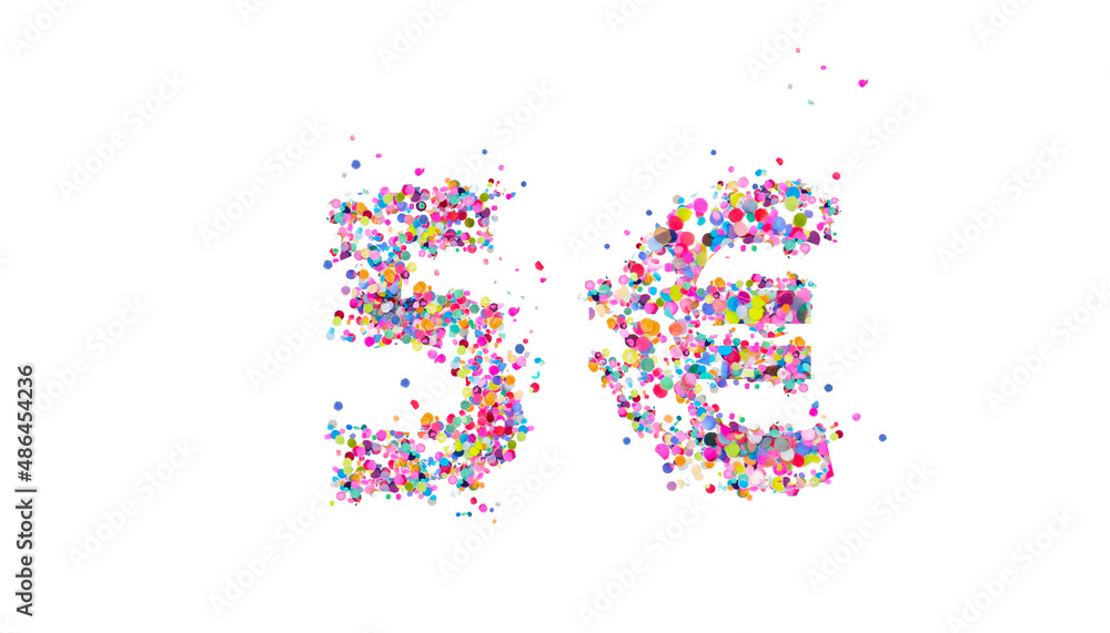 5 Euro € colorful confetti sign 5 Euro € colorful confetti sign