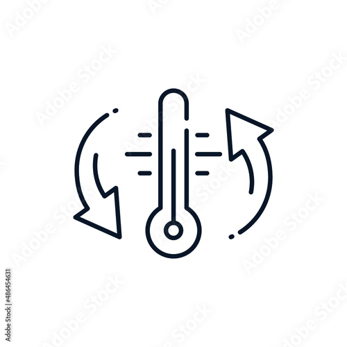 
Climate control system concept, temperature change, air conditioning, refrigeration or heating. Vector icon isolated on white background.