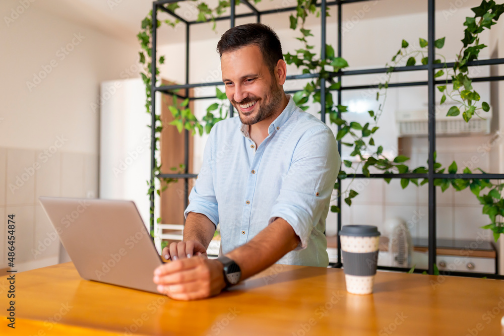 Man working remotely from home Man working remotely from home