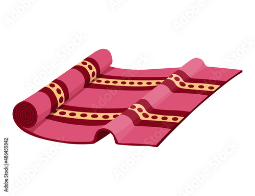 Carpet. Floor covering, mat or rugsfor interior styling decor. Cartoon comfortable decoration for home. Interior design element. Striped carpet isolated on white