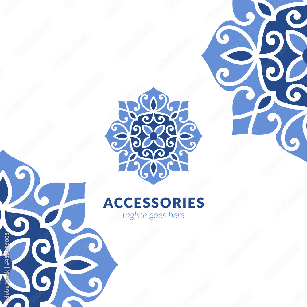 Blue logo design. Can be used for jewelry, beauty and fashion industry. Great for emblem, monogram, invitation, flyer, menu, brochure, background, or any desired idea.