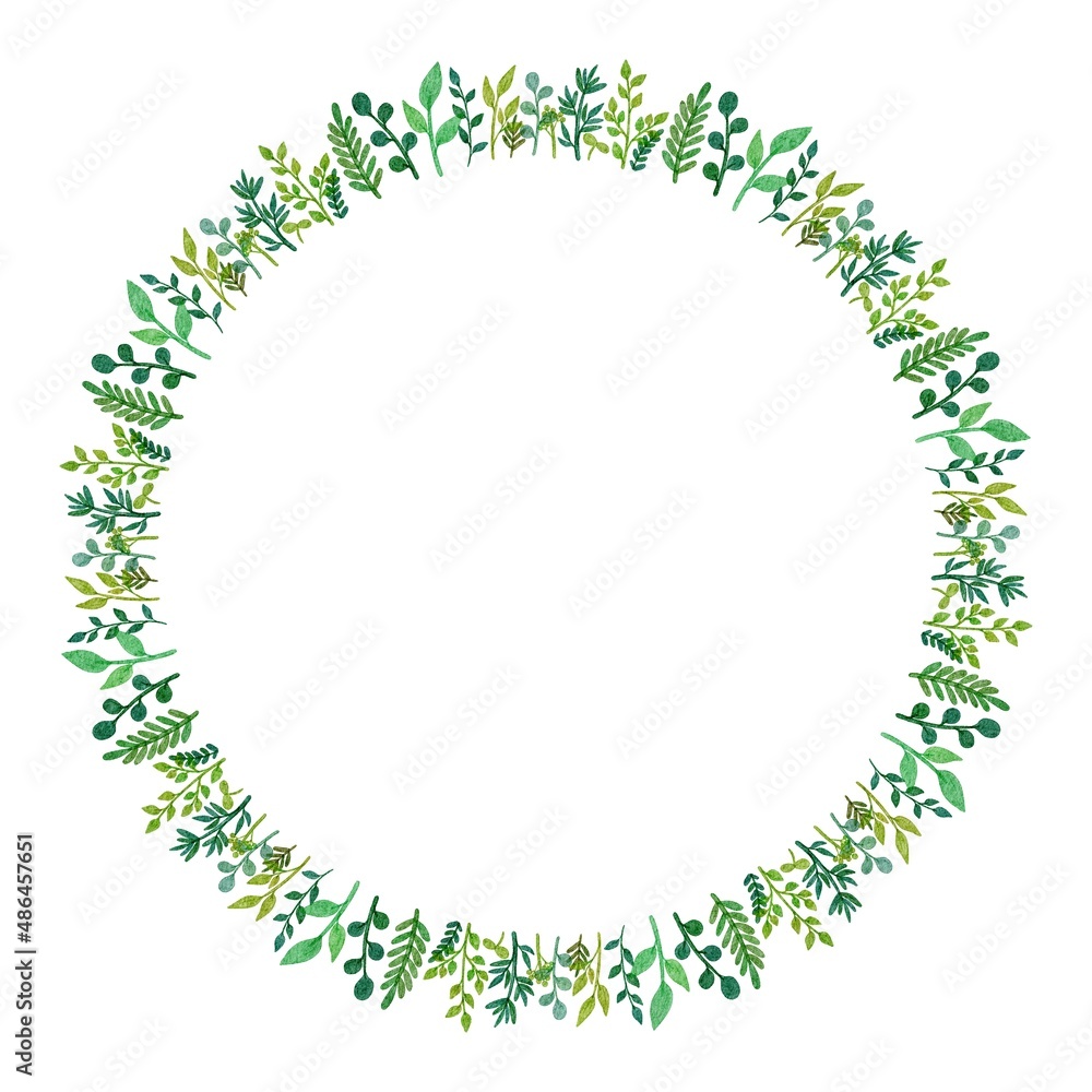ナチュラル系 水彩のリーフ・植物のリース・フレームセット ラスター素材 ナチュラル系 水彩のリーフ・植物のリース・フレームセット ラスター素材