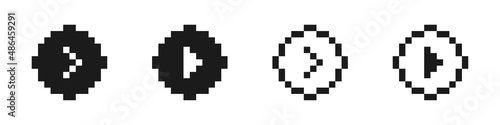 Set of pixel arrows. Collection of black cursors. 8-bit pointers. Vector illustration