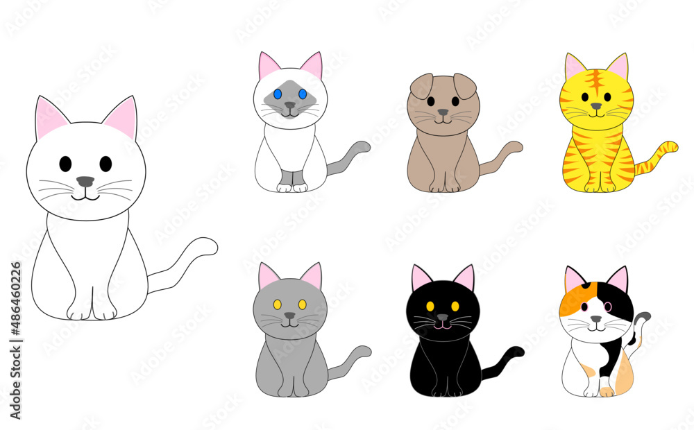 Collection of different cats with background